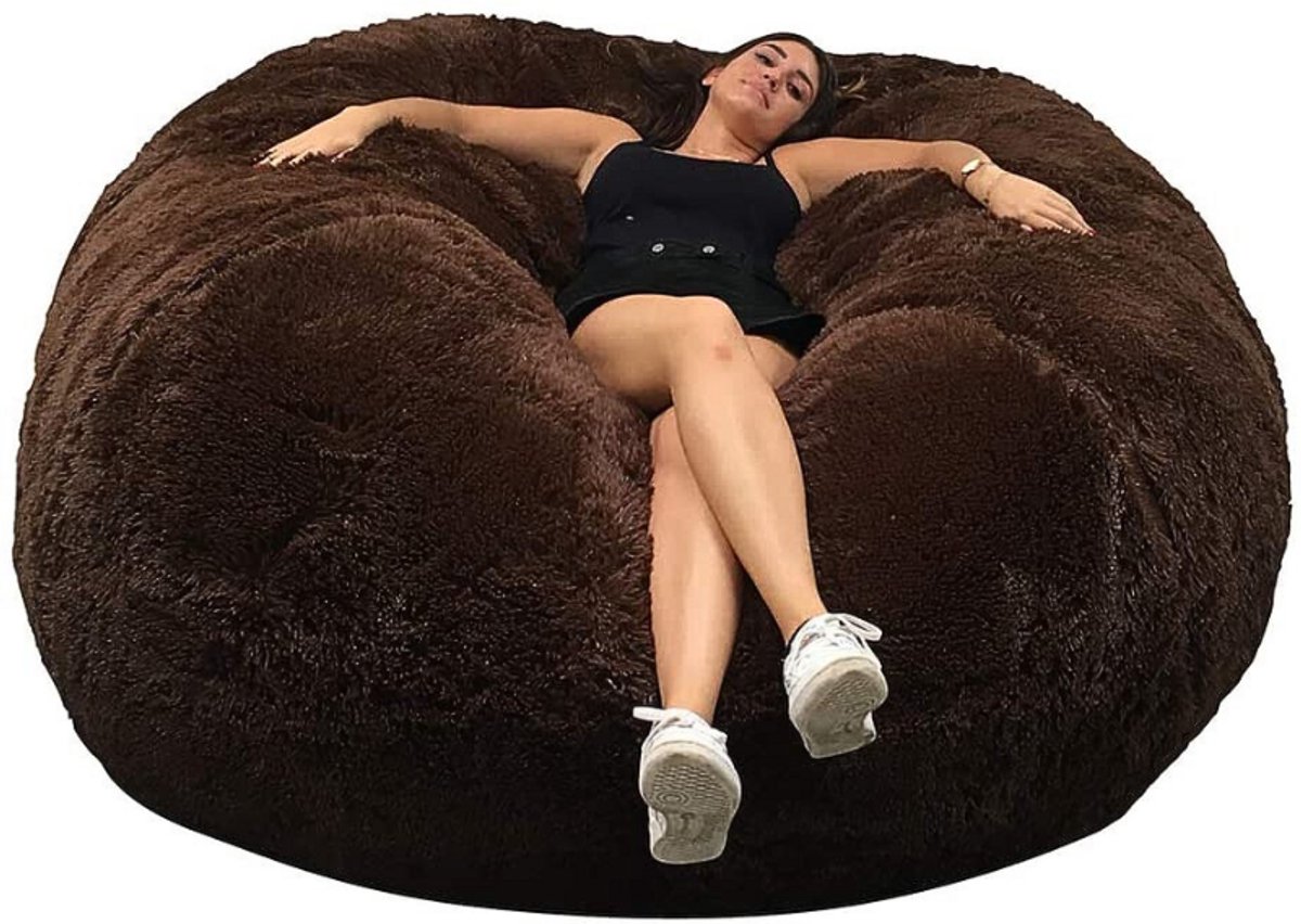 Bananair - Zitzak XXL afneembare hoes - imitatiebont - Bruin - 160 cm