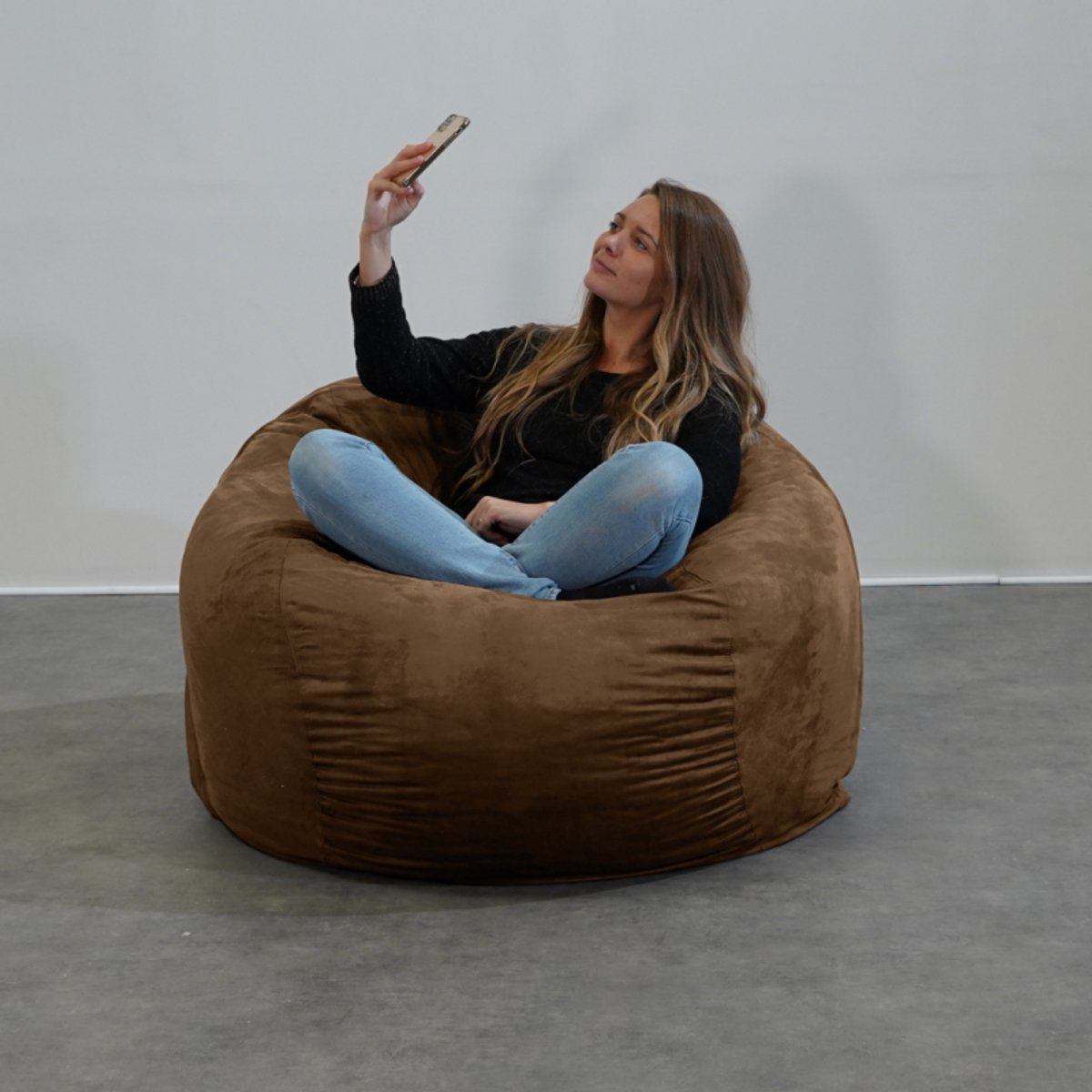 Bananair - Zitzak XXL afneembare hoes - microsuède - Bruin - 120 cm