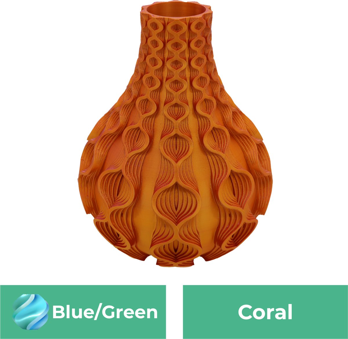 Lovora Coral organische vaas – Decoratieve vaas - Blauw / Groen - 3d geprinte vaas – geschikt voor droogbloemen - 20CM