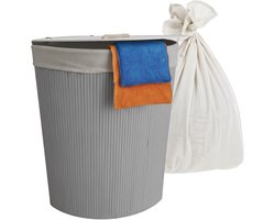 Wasmand opvouwbaar - 80 liter - met waszak - hoekmodel - grijs