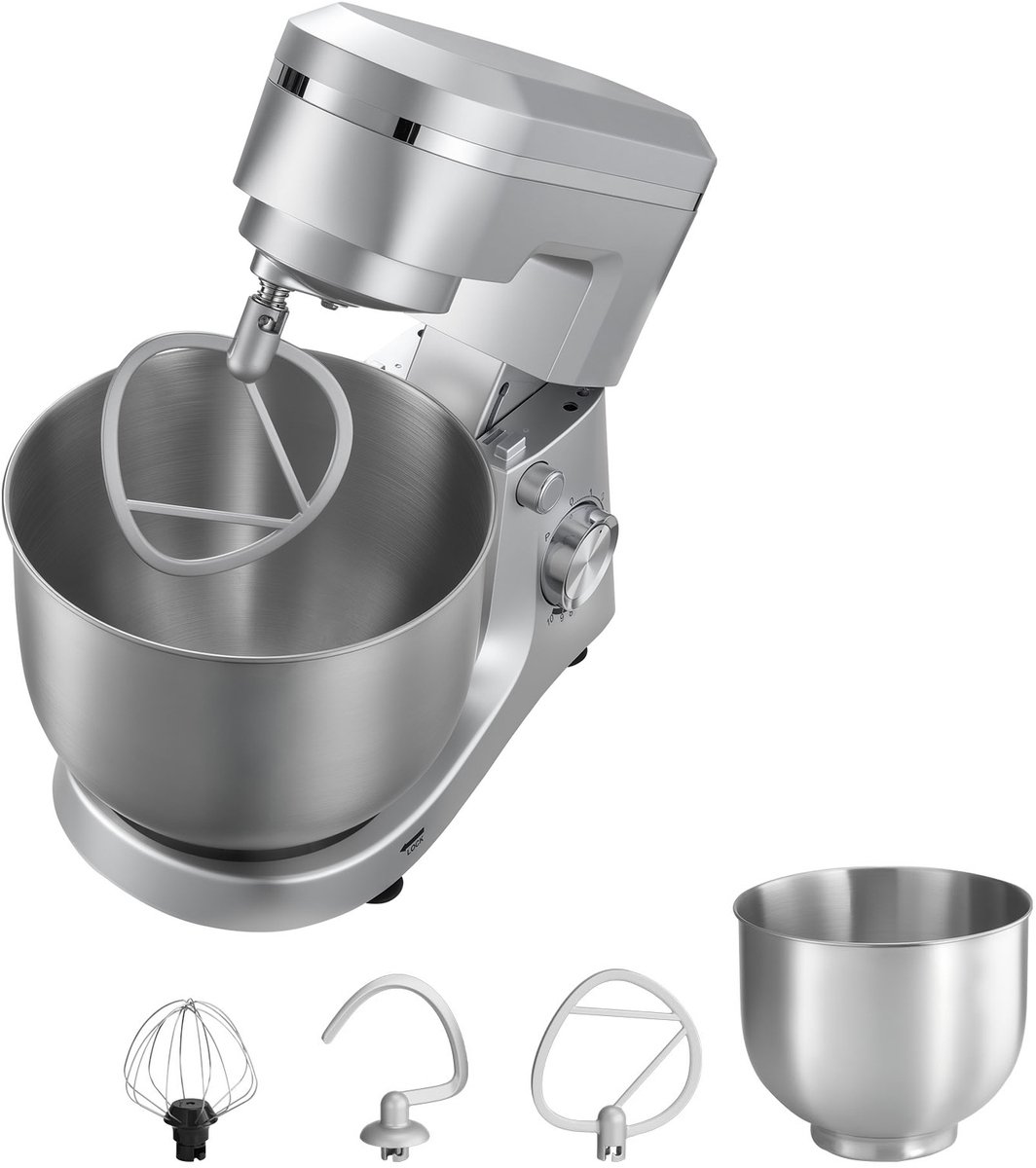 Elektrische Standmixer, 4,2 L en 5,7 L Keukenmixer, 1500W Keukenmixer met 10 Snelheden, Kantelbaar Kopontwerp, Roestvrijstalen Kommen, Deeghaak, Garde en Klopper voor Bakken, Mixen en Kneden
