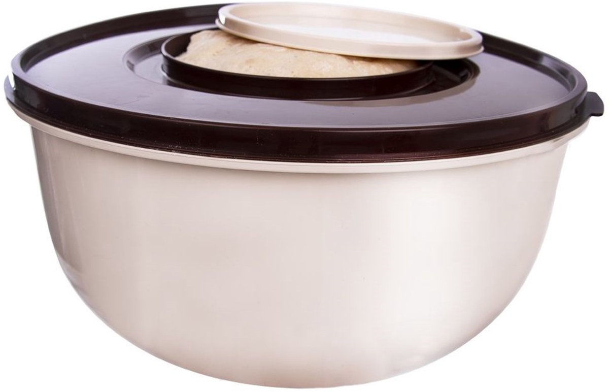 Orion - Keukenmengkom met Deksel - 27 cm - 5 l - Crème en Bruin