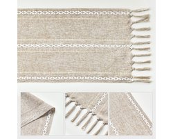 Tafelloper - Kersttafelloper - tafelloper van textiel - tafelloper van katoen - wasbare tafelloper van katoen - geschikt voor de decoratie van de familietafel, bruiloftsdecoratie, feestdecoratie (33cm*220cm)