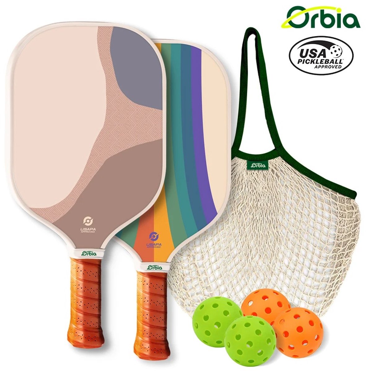 Orbia Pickleball set - Pickleball Paddles - Voldoet aan USA Pickleball richtlijnen - 2 Stuks - Inclusief ballen en tas