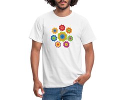 Flower Power 70er Jaren Hippie Bloemen Kostuum T-Shirt Heren