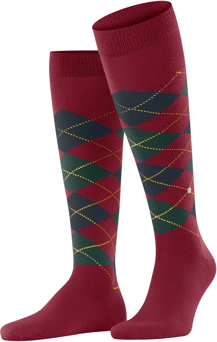 Burlington Edinburgh lang gedessineerd wol kniekousen heren rood - maat 40-46