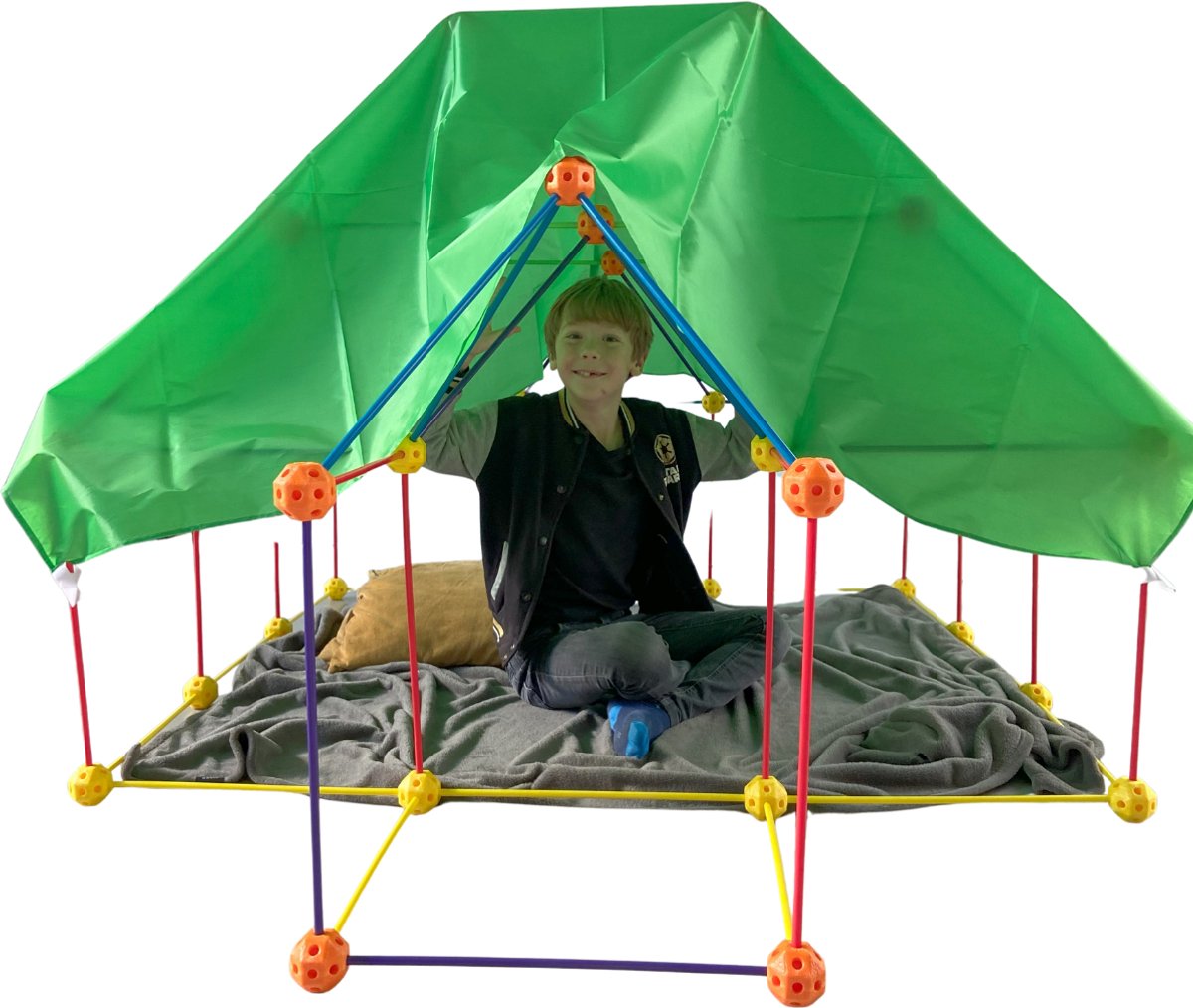KidZzz® Gigafort XXL Uitbreidingsset - Bouw nóg grotere forten- Uitbreiding - Upgrade - Set met Extra lange Stokken - Extra grote Draagtas - Bouwspeelgoed - Hut bouwen - Speeltent - STEM speelgoed - Constructiespeelgoed - Bouwset - 45 onderdelen — afbeelding 21