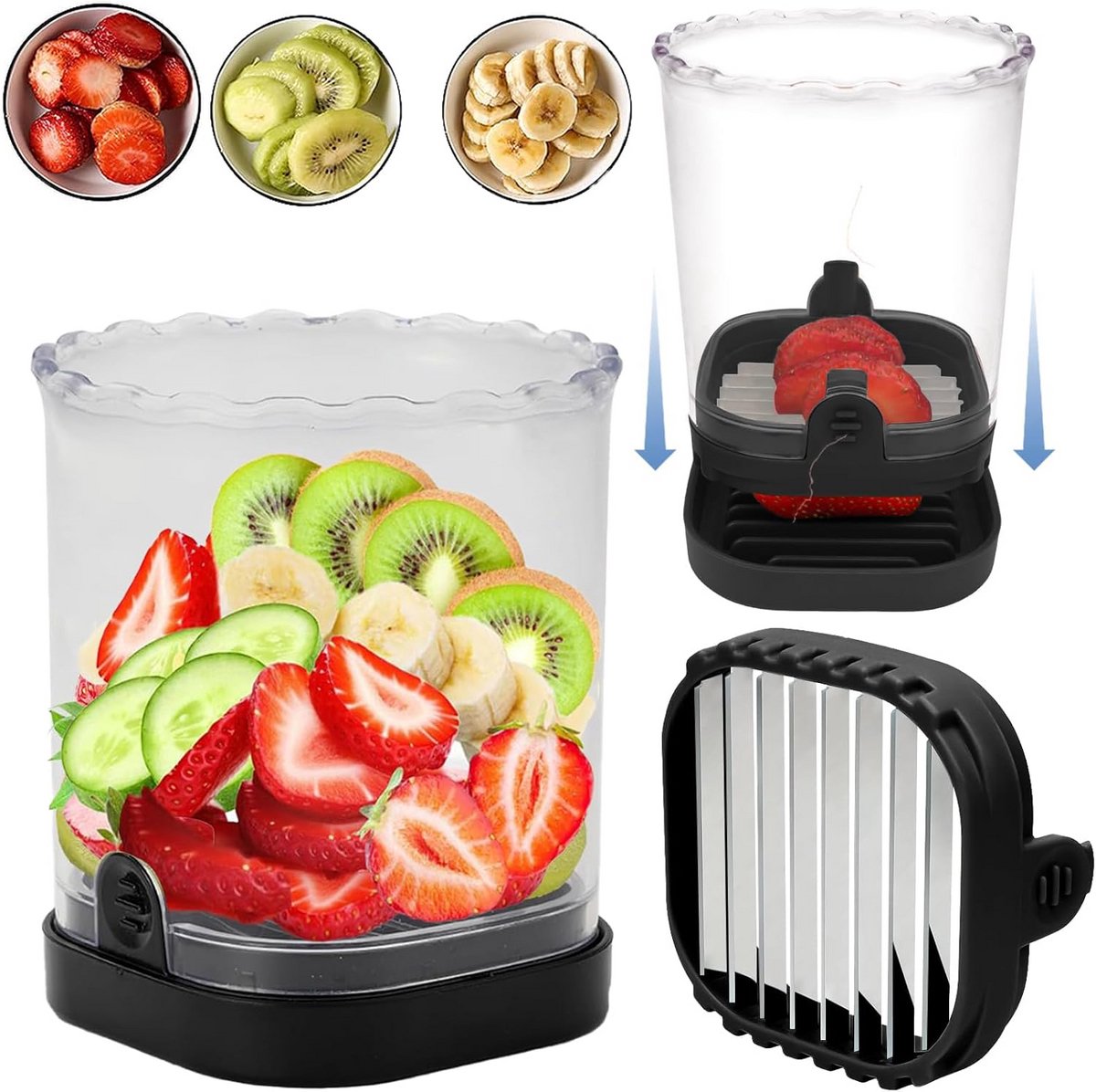 Multifunctionele Fruitsnijder voor Aardbeien, Banaan, Druiven en Eieren - Keukenhulp