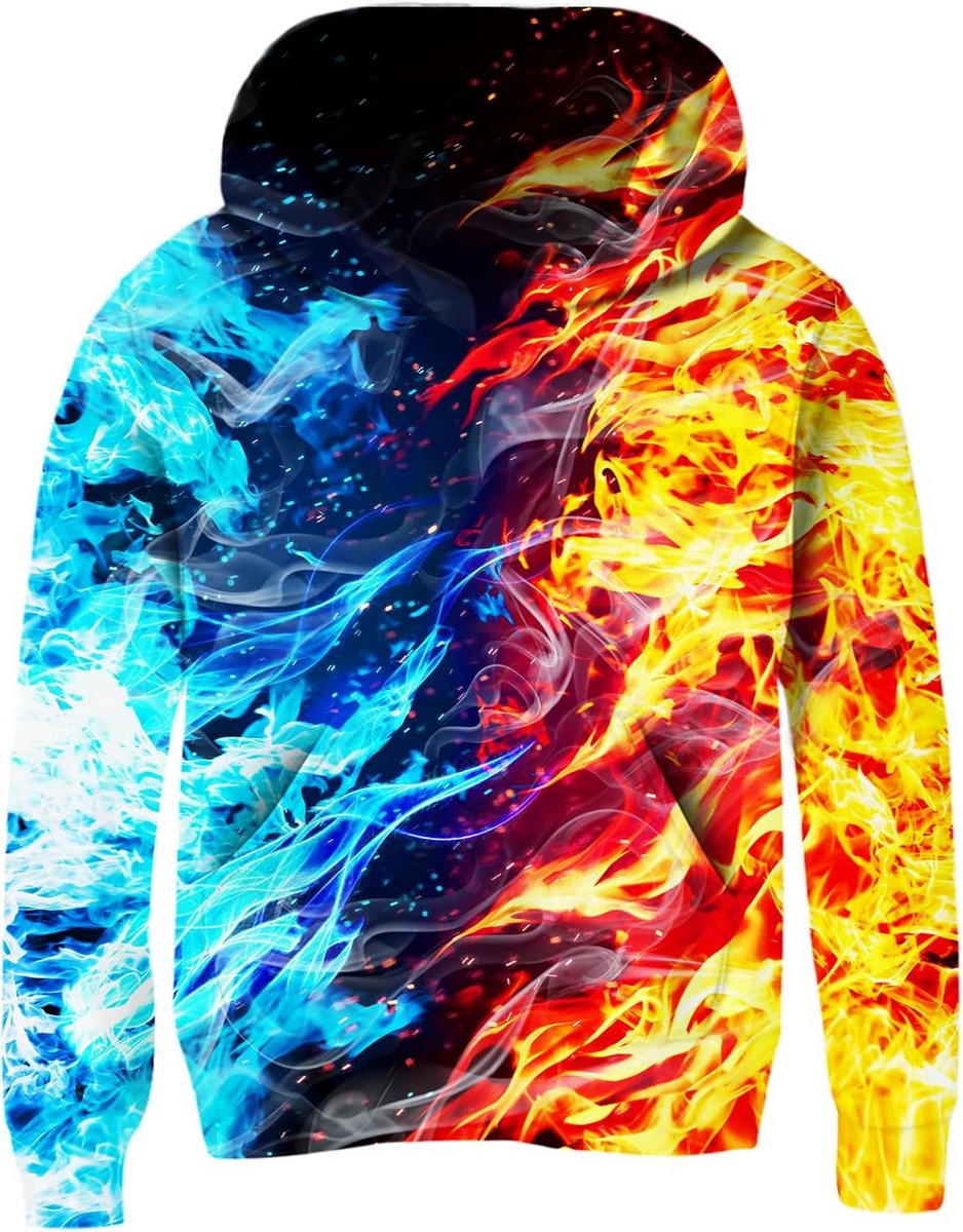 Uniseks Hoodie voor Kinderen en Jongeren - Met 3D Print en Zakken - Verschillende Kleuren en Maten (5-16 Jaar)