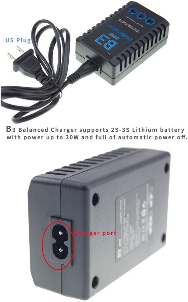 Lithium Lader (20W, 1600mA) voor 2S-3S LiPo Accu's - Geschikt voor RC Vliegtuigen