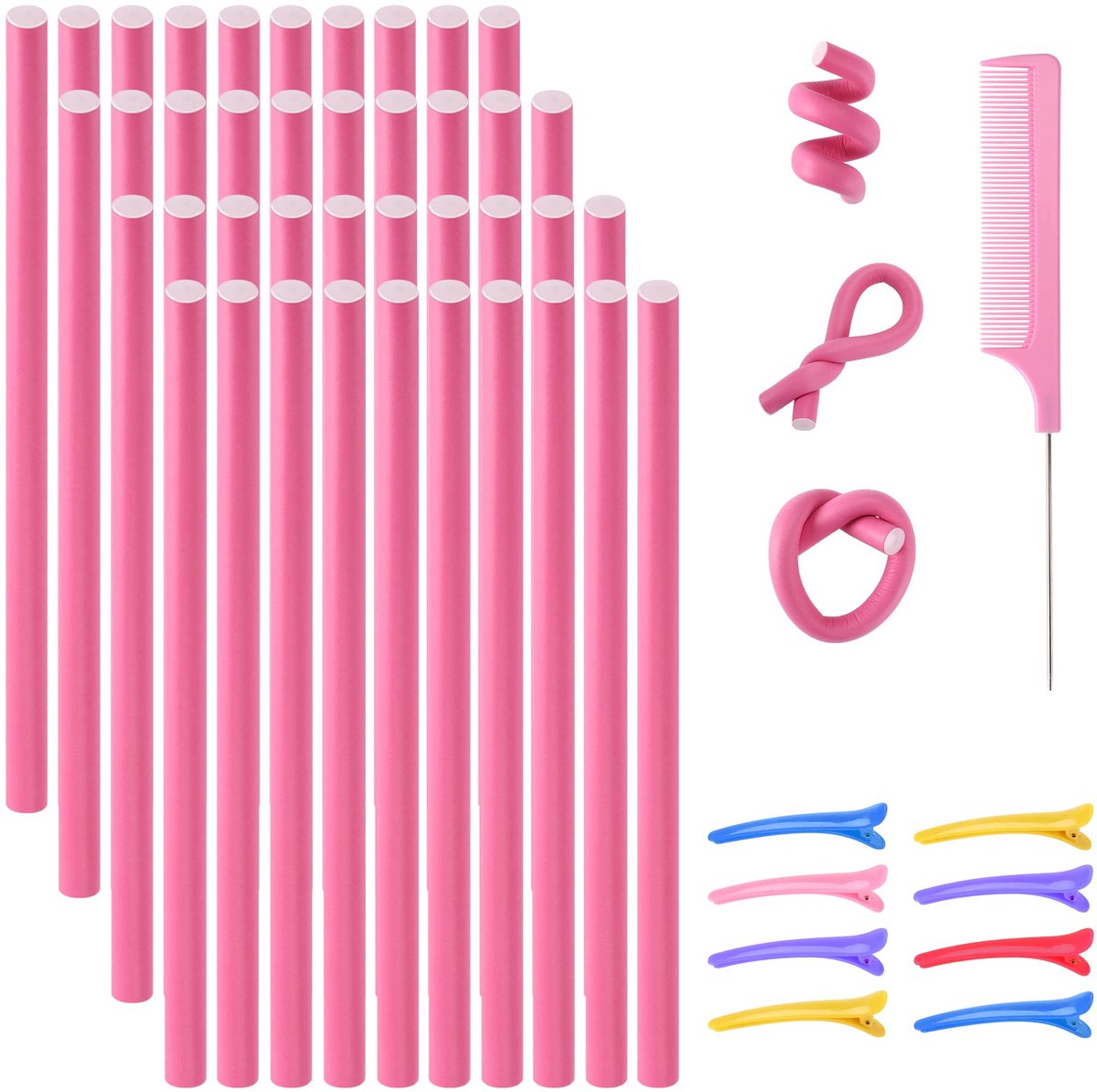 Unyqoos® Set van 40 Flexibele Schuimkrulspelden voor Prachtige Krullen Zonder Hitte