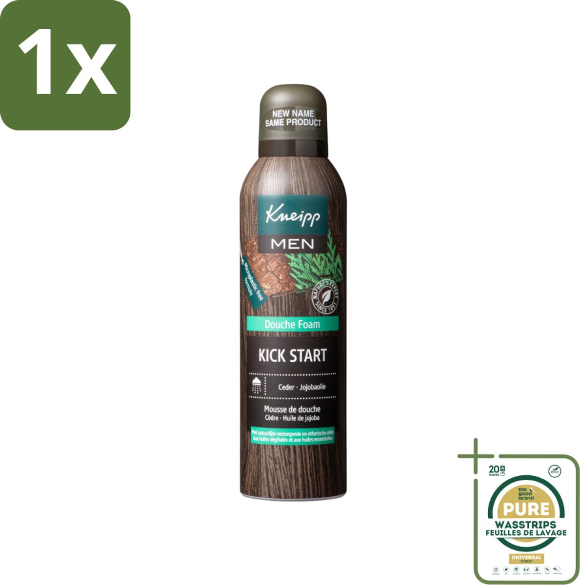 1 x Kneipp Douche Foam Men 200 ml- Douchefoam - Ceder - Jojobaolie - Vegan - Schuim