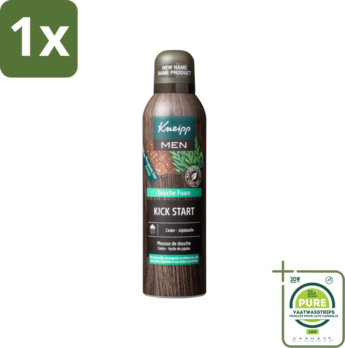 1 x Kneipp Douche Foam Men 200 ml - Douchefoam - Ceder - Jojobaolie - Vegan - Douchegel