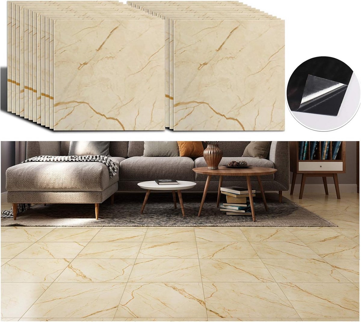 Zelfklevende Vinyl Vloertegels Marmer Effect - Waterdicht & Duurzaam - 24 stuks (30x30 cm)