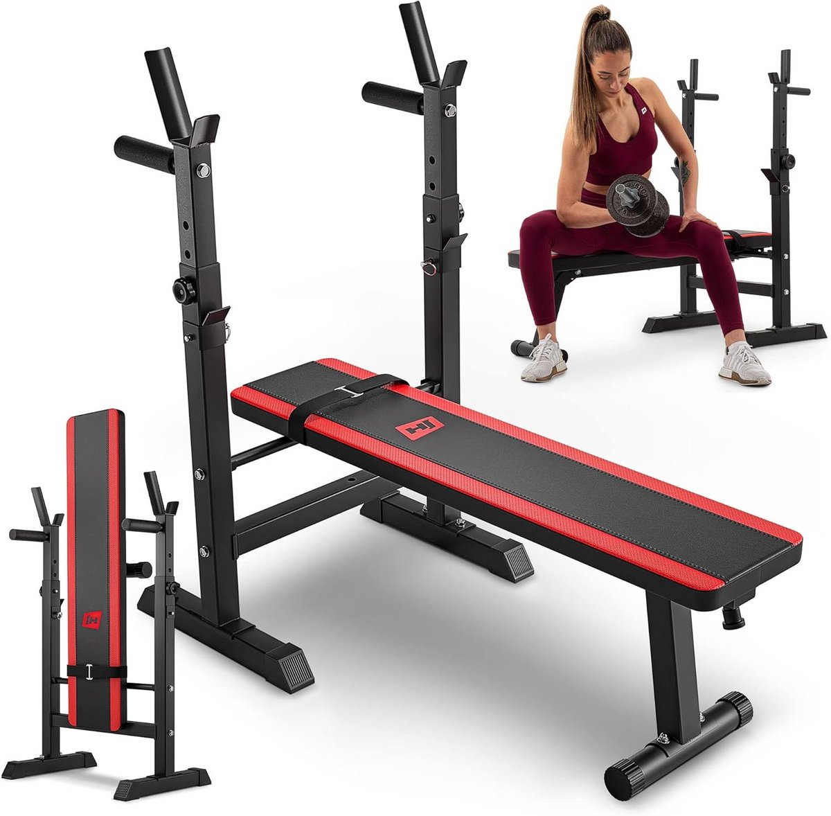 Verstelbare Fitness Bank Inklapbaar met Haltersteun voor Bench Press