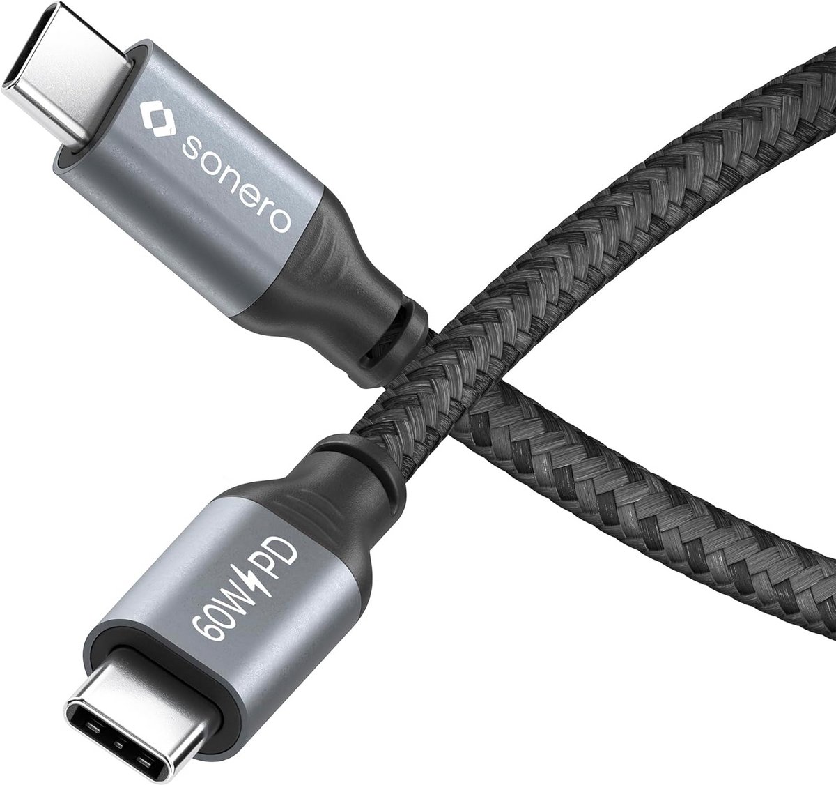 USB-C naar USB-C Oplaadkabel 1 Meter - 60W Power Delivery | USB 2.0 Type C Laadkabel Grijs/Zwart