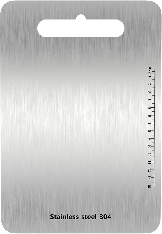 OrganizeMee Grote snijplank roestvrij staal metaal snijden keuken, zware snijplank groente, vlees vegetable chopper boards, veilig duurzaam met anti-slip siliconen pad (groot) (36 cm x 25 cm