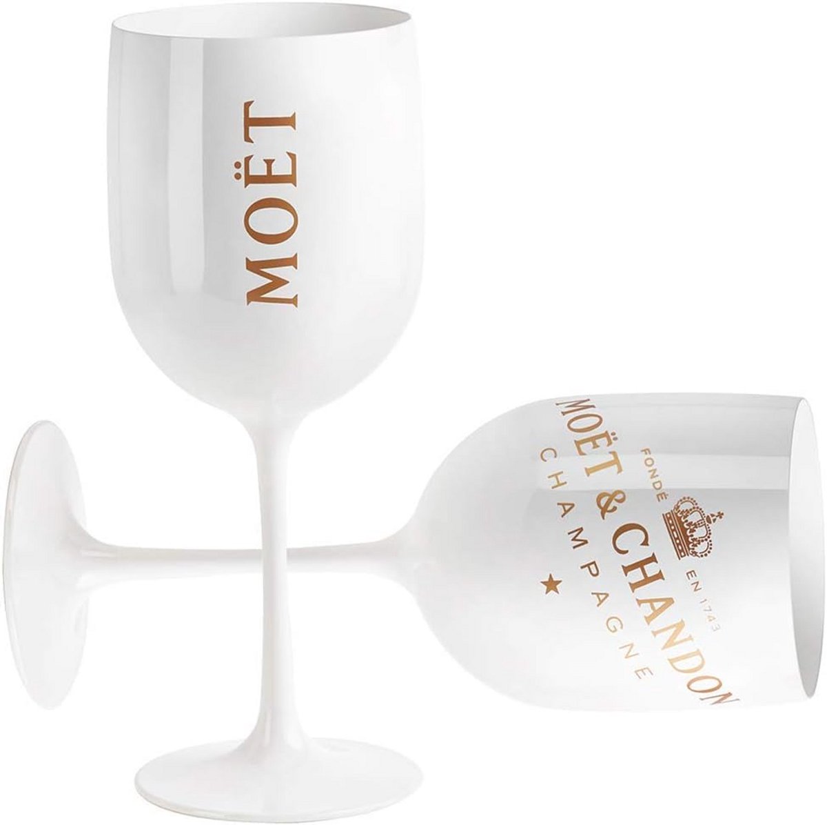 Set van 2 Luxe Witte Kunststof Champagneglazen