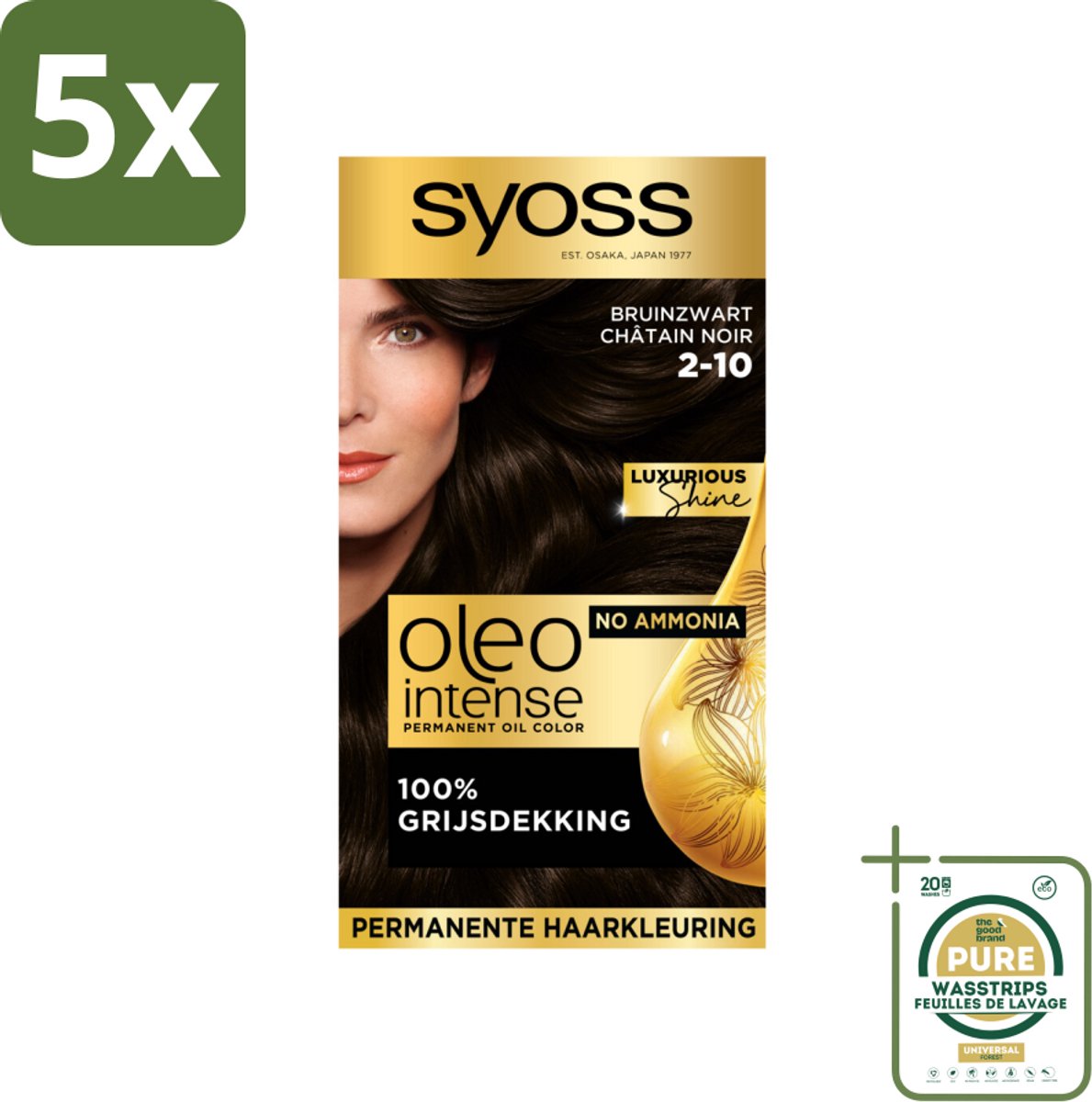 Syoss Oleo Intense - Haarverf - 2-10 - Bruinzwart - 115ml x 5
