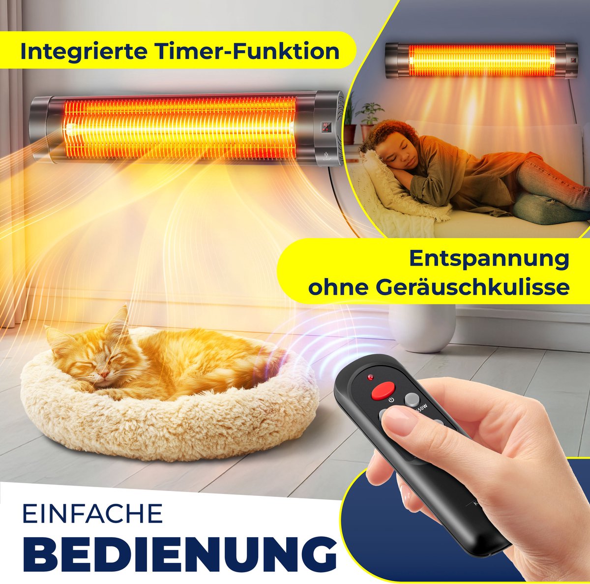 KESSER Terrasverwarmer Elektrisch 2500 W Wandmontage - Infrarood Heater voor Binnen en Buiten met 3 Warmtestanden - Antraciet – foto 7