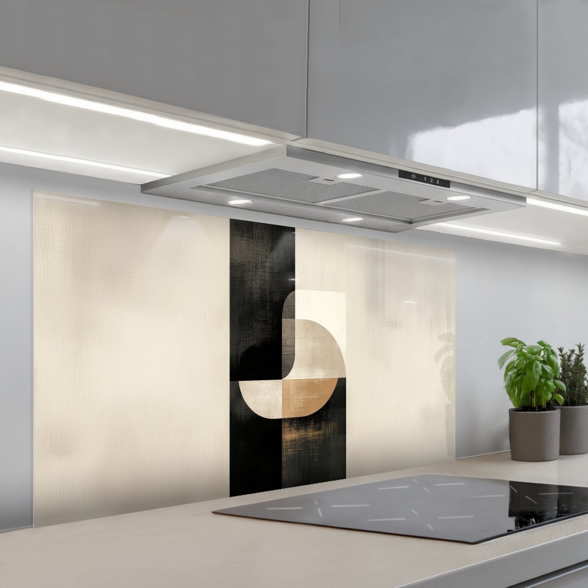 KitchenYeah Spatscherm 120x60 cm Zelfklevende achterwand Modern Vierkant Vormen Keuken muurbeschermer Spatwand fornuis