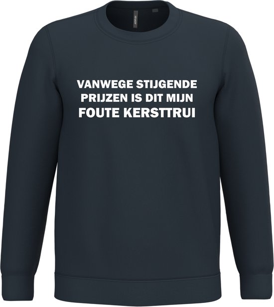 Kersttrui Vanwege Stijgende Prijzen | Foute Kersttrui heren dames | Christmas Sweater | Navy | maat XXL