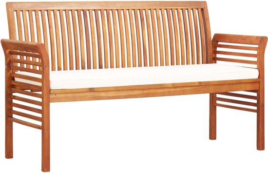 Banc de jardin avec kussen 3 places 150 cm bois d'acacia massif