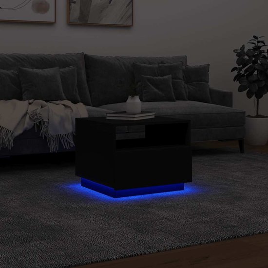vidaXL Salontafel avec éclairage LED- Table basse moderne Zwart - Siècle des Lumières LED - Table basse - Table d'appoint - Table TV