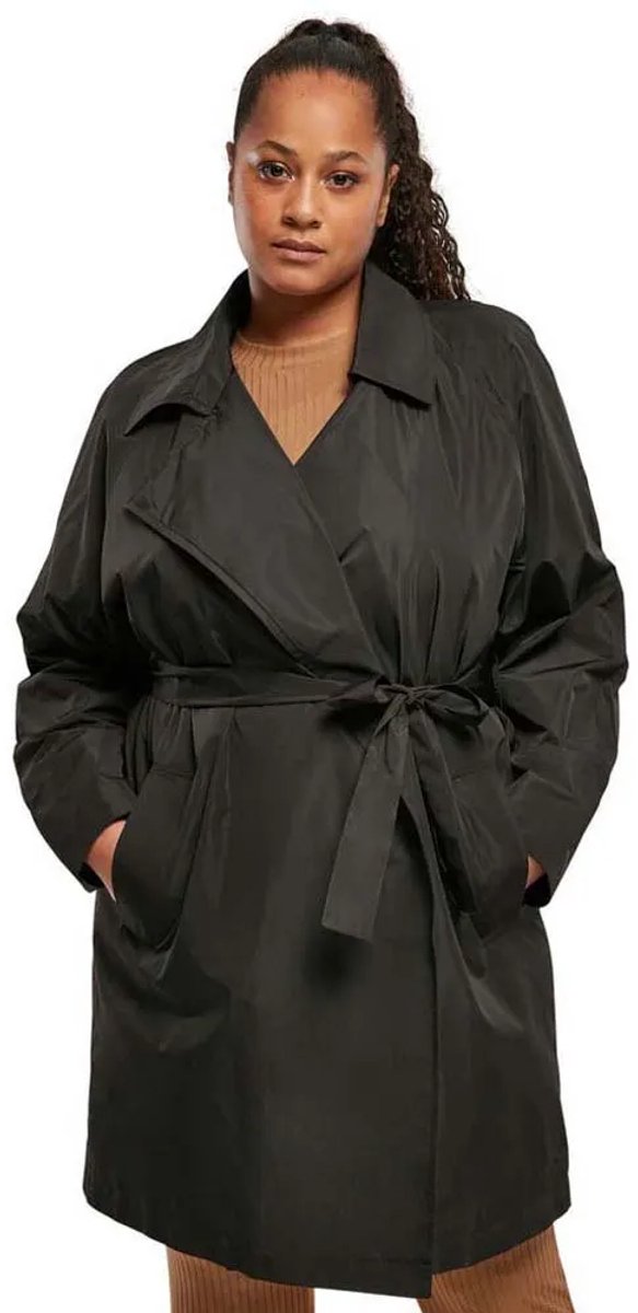 Urban Classics Trenchcoat jas -XS- Crinkle Nylon Minimal Zwart