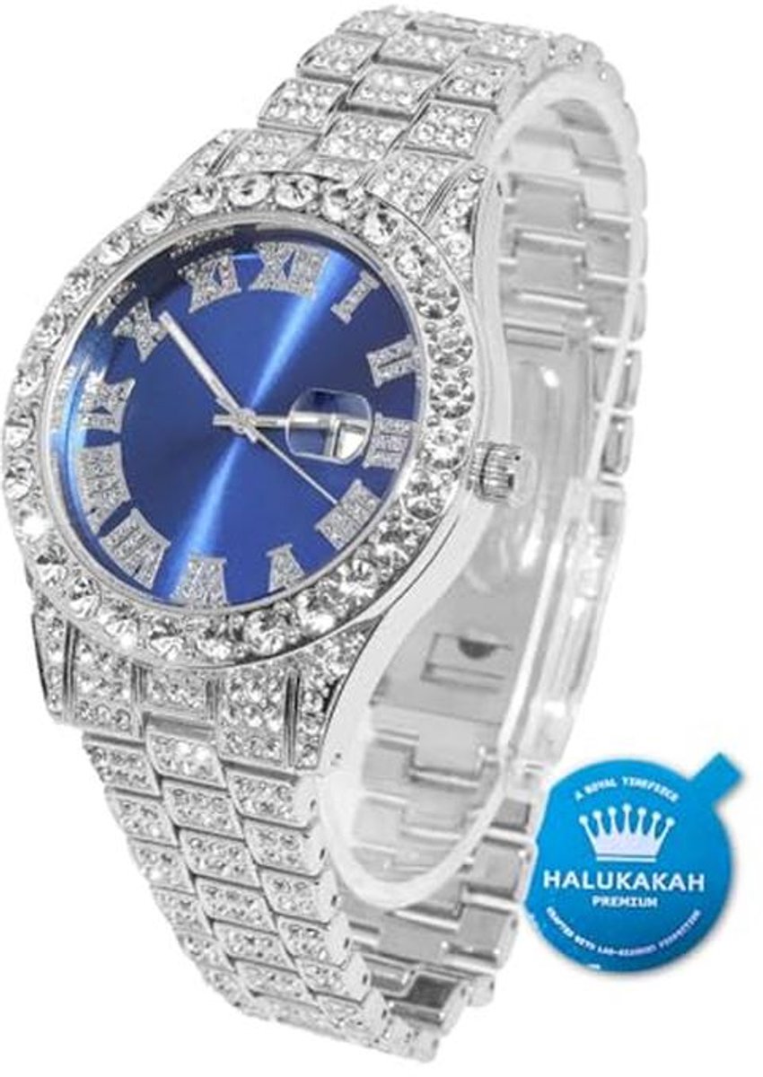 Heren Horloge met Diamanten en Cubaanse Schakelketting - Luxe Gouden Uurwerk 18K Verguld - 42MM