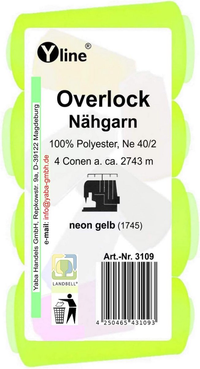 Spoelen Overlock Naaigaren - Neon Geel - 100% Polyester (4 Stuks)