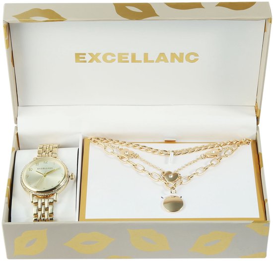 Excellanc Dames Cadeauset 1800247 Excellanc geschenkset dameshorloge met drie kettingen