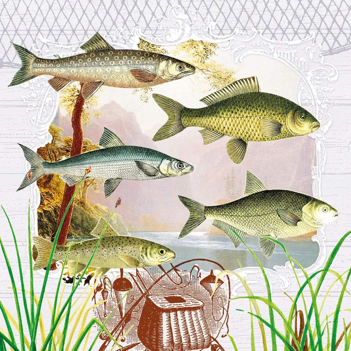Servetten met Vissen Motief - 33 x 33 cm - 20 Stuks