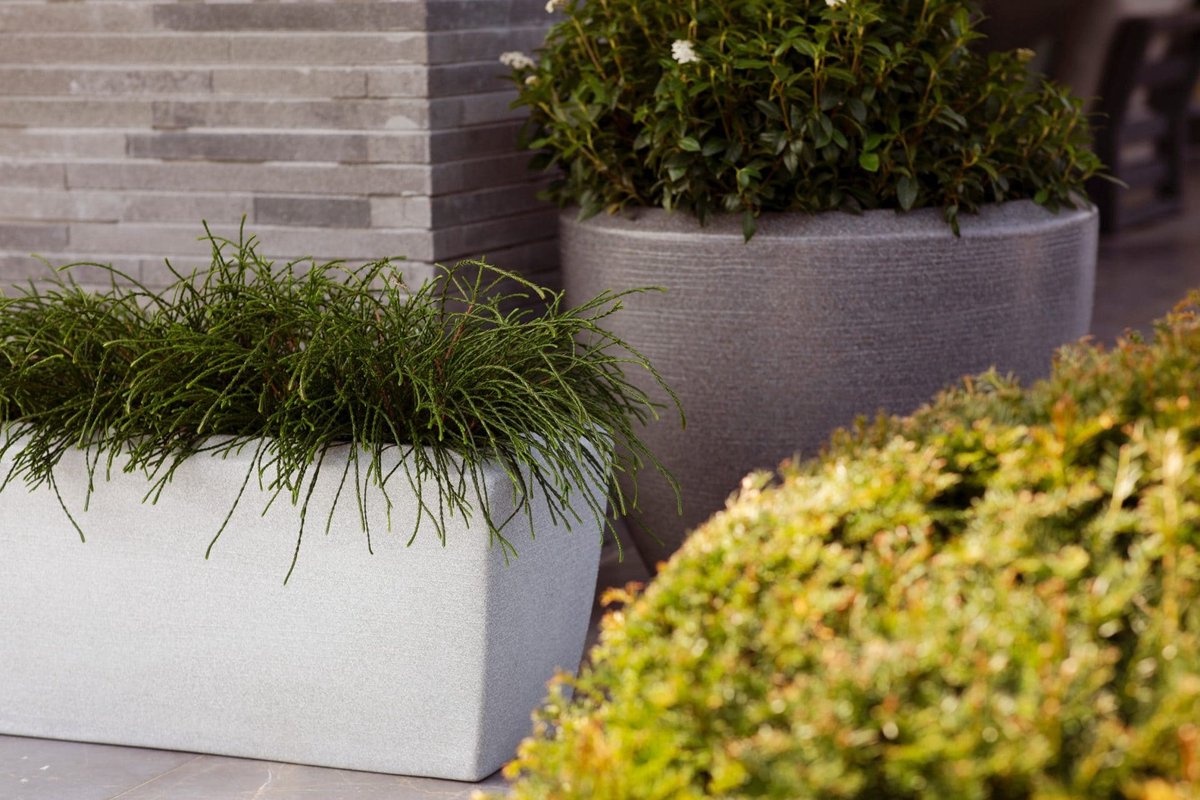 Capi Europe Low Rectangular Planter Arc Granite - 60x35x40 - Beige
