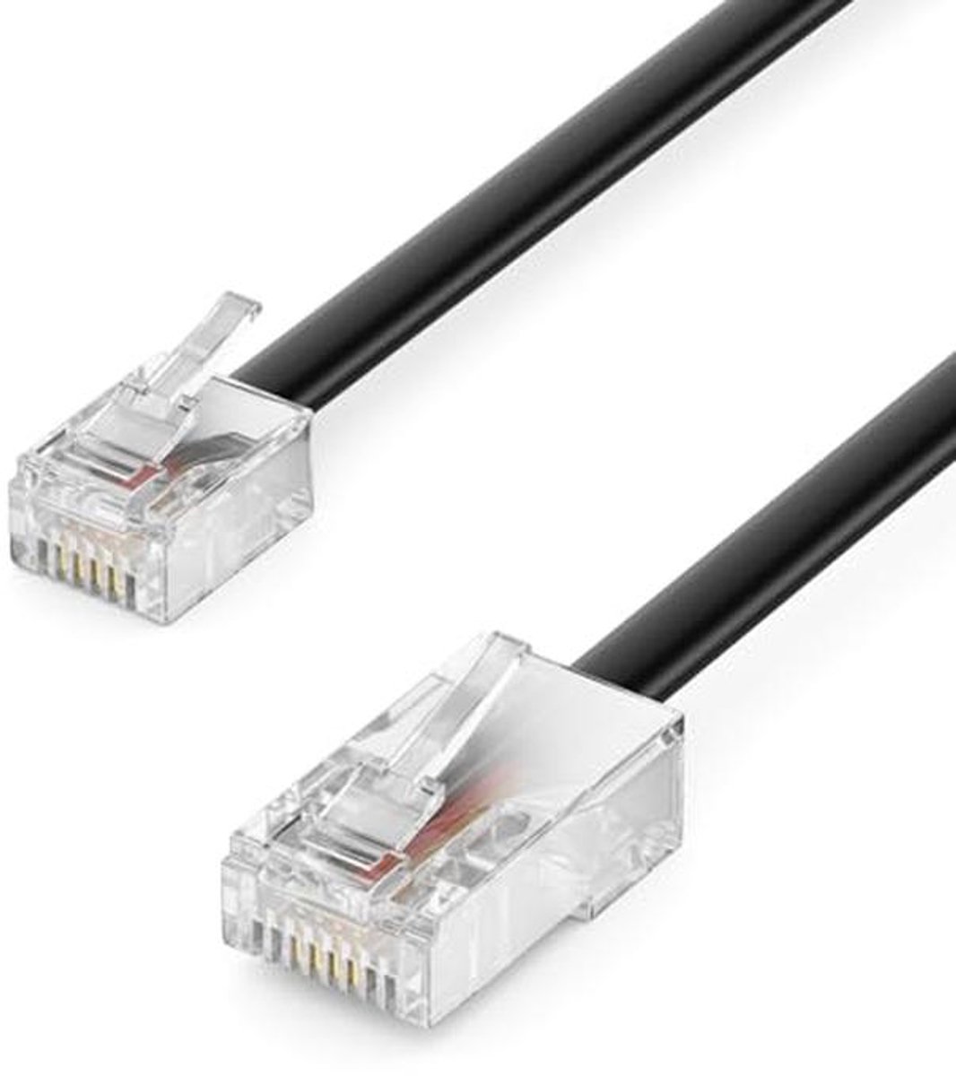 Telefoonkabel RJ11 naar RJ45 - 1m Modulaire Platte Kabel voor Modem, Router en Fax - Zwart