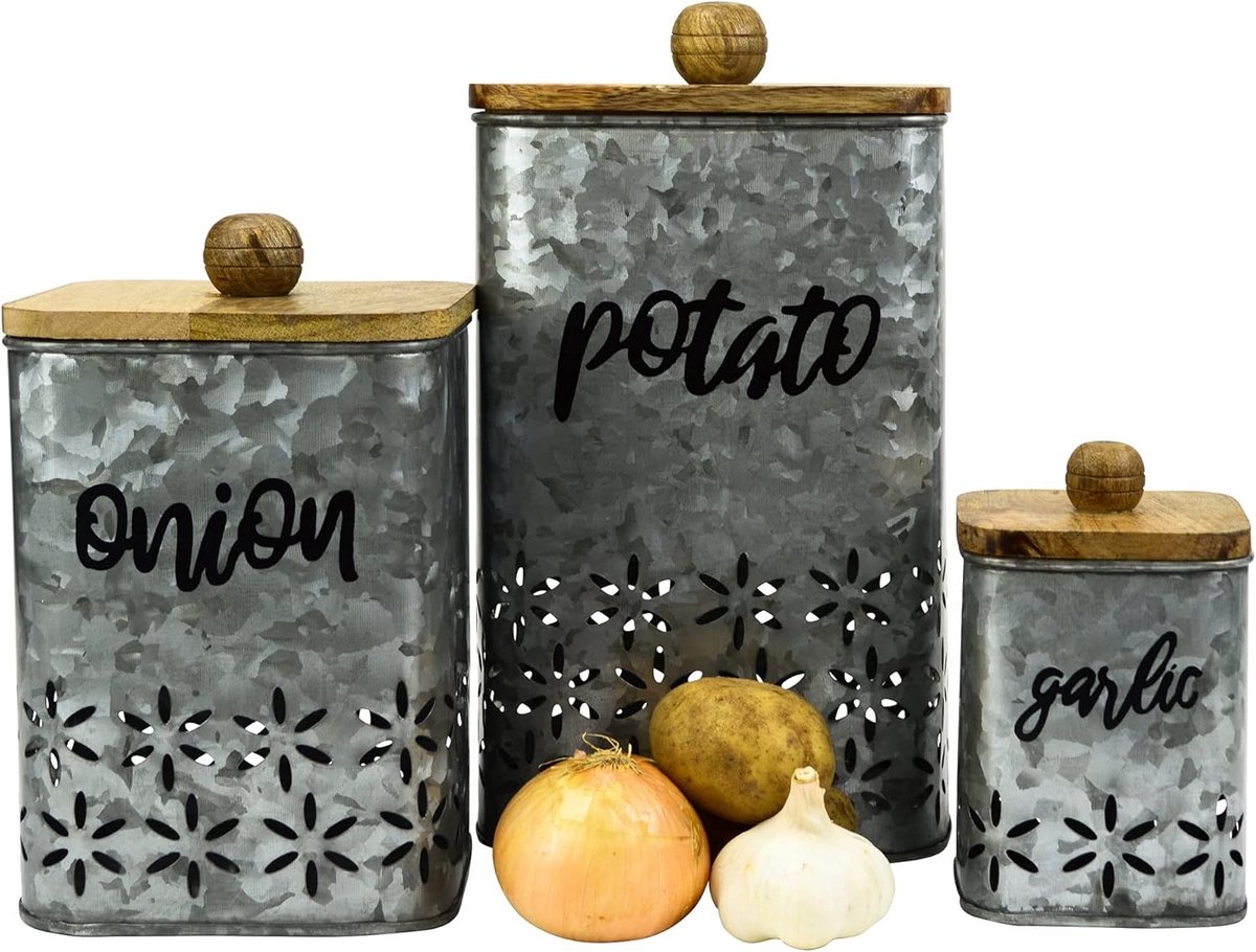 Wortelgroente bewaarset voor aardappelen, uien en knoflook