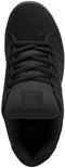Zwarte DC Shoes sneakers, gezien vanaf boven met veters.