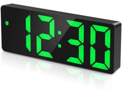 Ynkkvre -Digitale Wekker – Groot Display met Tijd, Datum & Temperatuur – USB & Batterijvoeding, Alarm met Snooze, Spraakbesturing