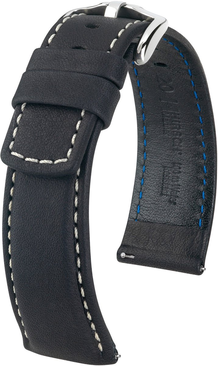 Hirsh Horlogeband Mariner Zwart - Leer - 24mm