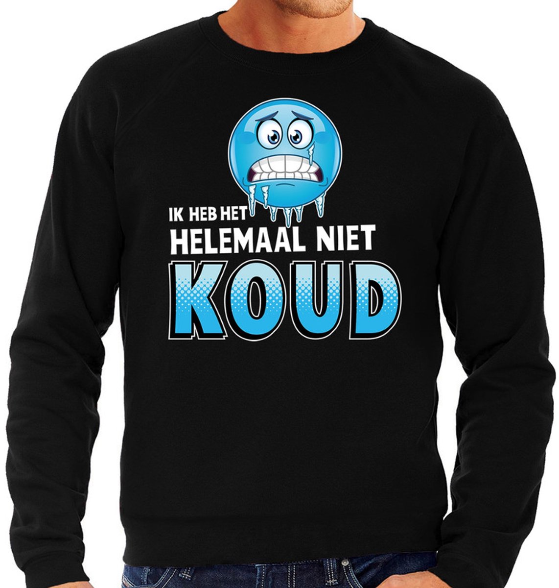 Bellatio Decorations Après-ski sweater ik heb het helemaal niet koud – heren feest shirts M Zwart