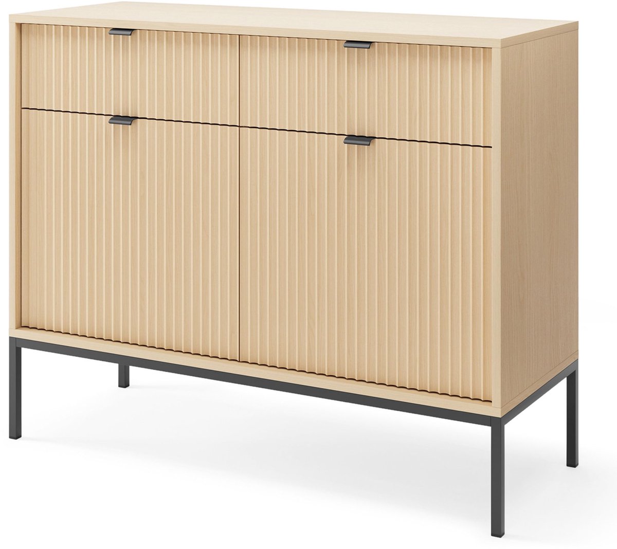 Selsey VELLORE – Buffetkast met 2 deuren, Eiken Vicenza-look met zwart frame, 104 cm Eikenlook