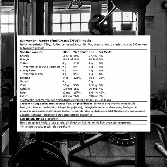 Sunwarrior Blend Proteine Mocha 750 gram — afbeelding 4