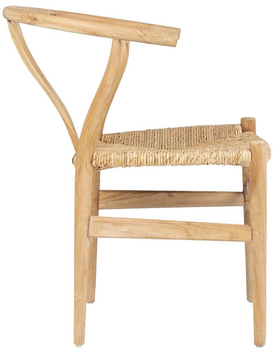 Vente-unique Set van 2 stoelen van teakhout en riet - Kleur: naturel - POGIANA Natuurlijk licht