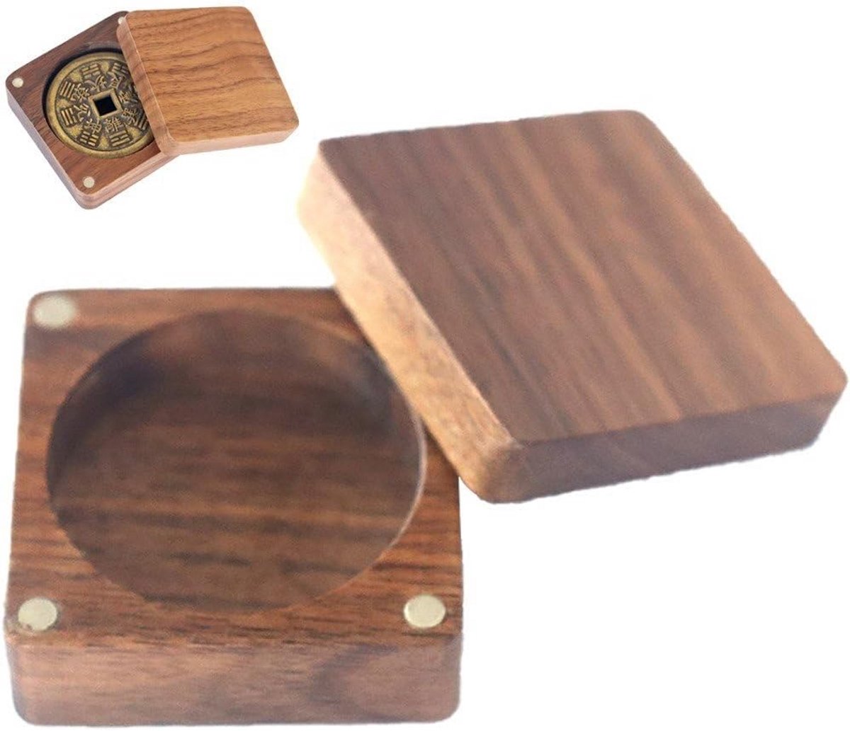 Houten Munt Opbergdoos voor Verzamelaars - Walnoothout Herdenkingsmunten