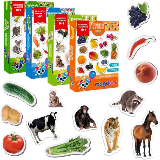 36 stuks dierenmagneten, alfabetmagneten 26 stuks, creatieve magneten voor kinderen, koelkastmagneten met schattige cartoons, educatieve magneten voor de eerste