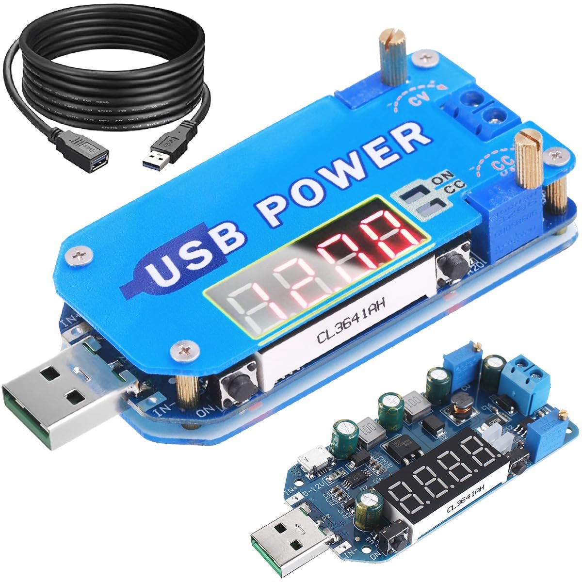 DC-DC Verstelbare Step-Up/Down Voedingsmodule met USB-kabel - 15W Oplader en Constante Stroomdriver