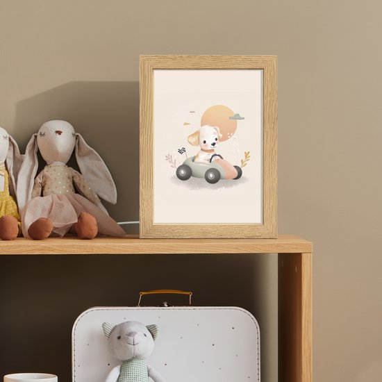 Nachtlampje 15x20 cm - Kinder lampje - Puppy - Raceauto - Oranje - Tafellamp kinderkamer - Slaapkamer lamp - Bedlamp kinderen - Kinderlampje stopcontact - Wandlamp babykamer - Nachtlampjes van OnlyWow — afbeelding 3