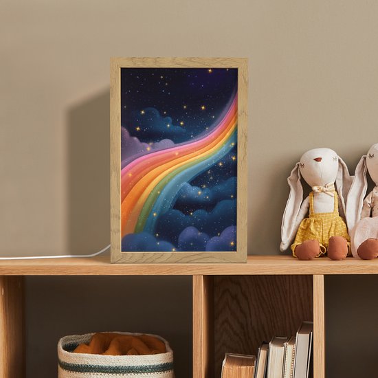 Nachtlampje 20x30 cm - Kinder lampje - Regenboog - Sterrenhemel - Kleurrijk - Tafellamp kinderkamer - Slaapkamer lamp - Bedlamp kinderen - Kinderlampje stopcontact - Wandlamp babykamer - Nachtlampjes van Merkloos — afbeelding 3