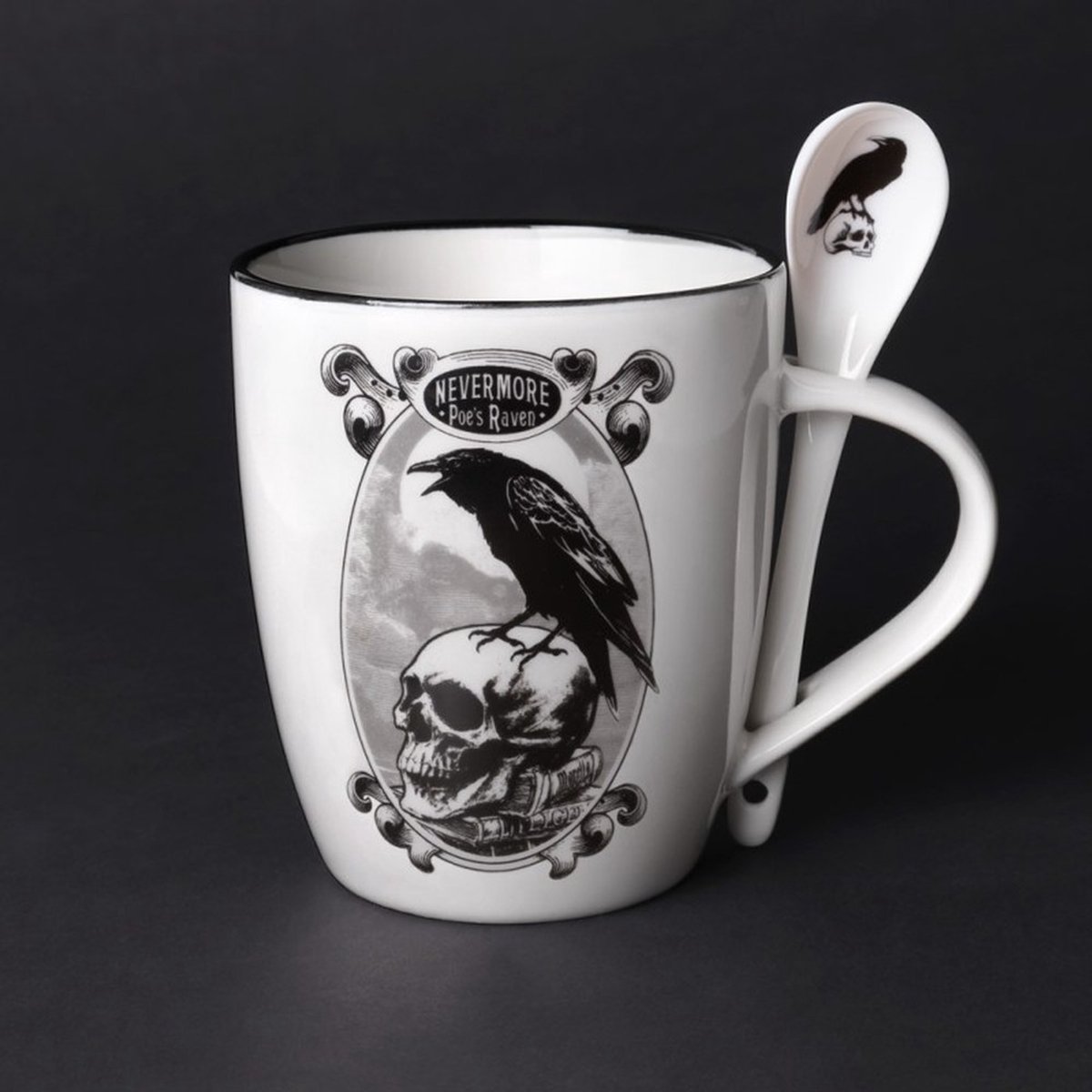 Alchemy - Poe's Raven Mok/beker met lepel set - Wit