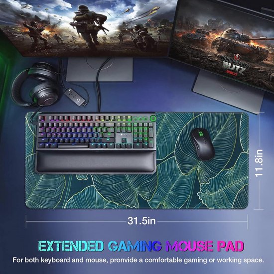 Grote gamingmuismat (80 × 30 × 0,3 cm) - Duurzame antislip ondergrond met wasbare afwerking voor gamers en kantoren — afbeelding 3
